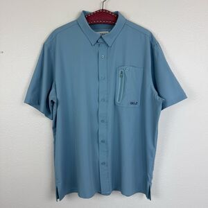 Men’s Gillz Deep Sea Woven Button Down Fishing Shirt UPF 30+ Blue XL